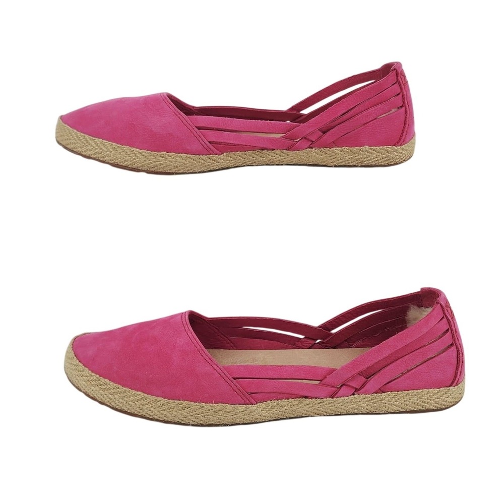 UGG Australia Pink Suede Espadrille Flats Woven Strappy‎ 1006664 Womens 9